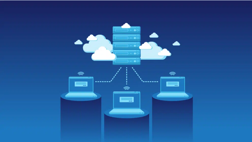 Web Hosting Guide: Shared, VPS, Dedicated, Managed An illustration of shared hosting, showing multiple websites sharing the same server and resources