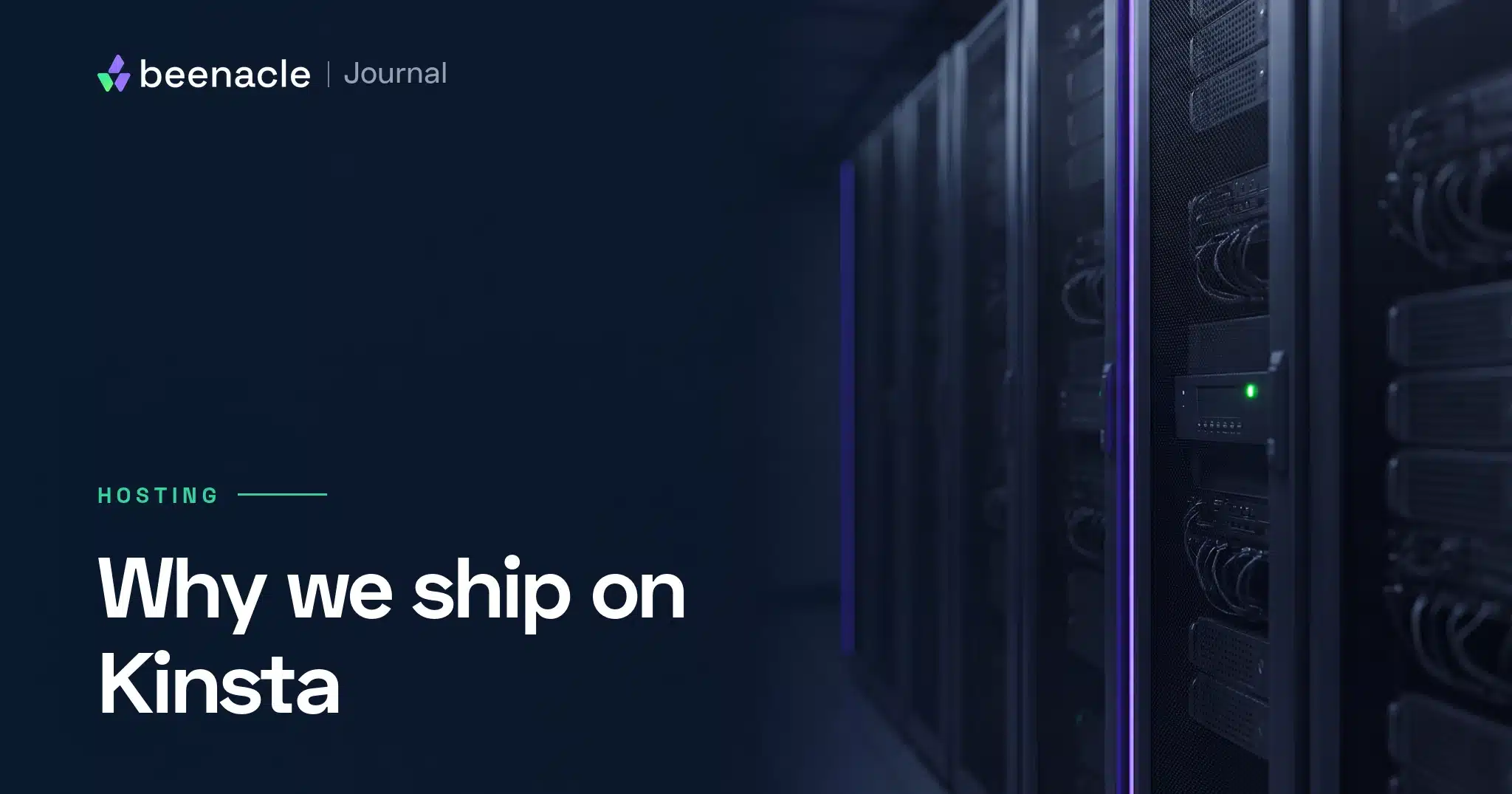 Server hardware on deep navy representing Kinsta WordPress hosting.
